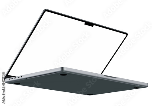 Isolated laptop with white blank screen mockup without background. 4K 8K  high resolution