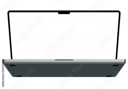 Isolated laptop with white blank screen mockup without background. 4K 8K  high resolution