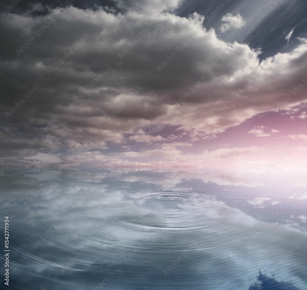 Obraz premium Water reflecting stormy sky