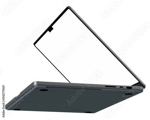 Isolated laptop with white blank screen mockup without background. 4K 8K  high resolution