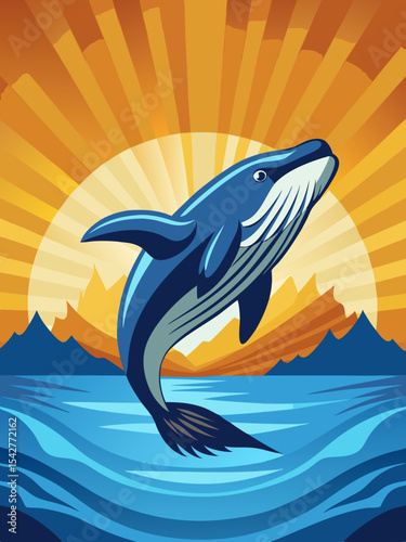 Majestic Whale Breaching Ocean Surface Sunlight Underwater Sun Rays Aquatic Wildlife Marine Mammal