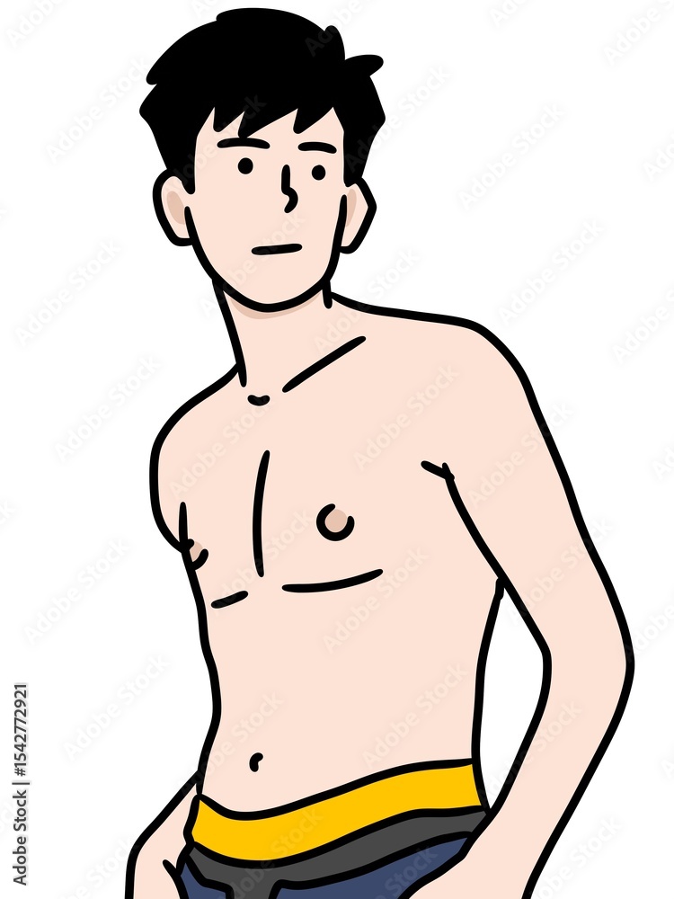 Fototapeta premium cartoon man in swimming trunks