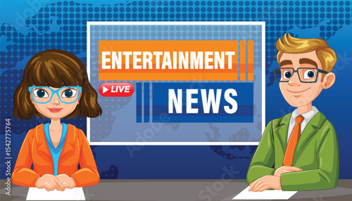 Animated Entertainment News Broadcast Illustration