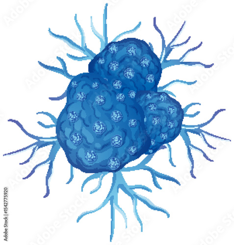 Abstract Blue Cancer Cell Vector Illustration