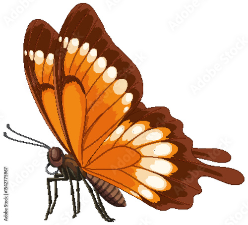 Vibrant Orange Butterfly Vector Illustration