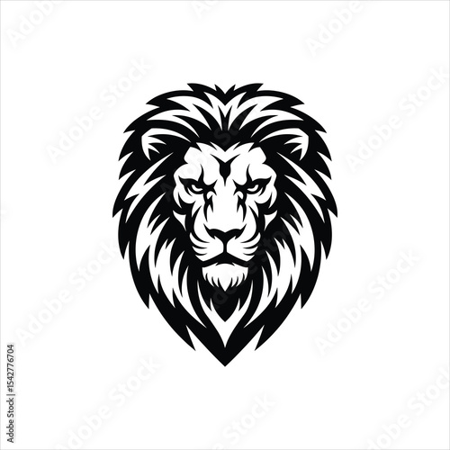 Majestic Lion Head Silhouette Vector Illustration – Bold and Detailed Design