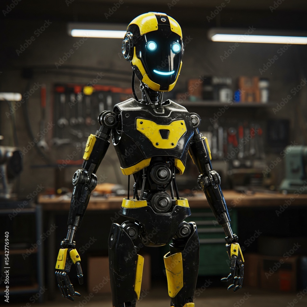 Naklejka premium Mechanized Curiosity: A Glimpse into the Future of AI