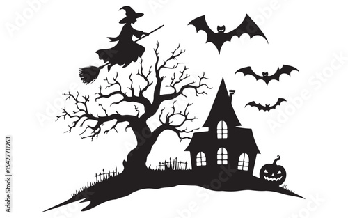 halloween background with haunted house
