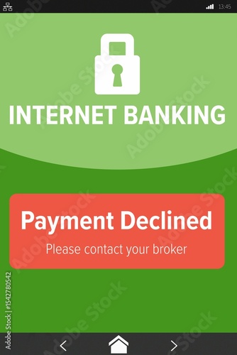 Internet banking text on green mobile display