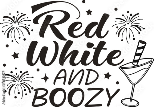 Red White and Boozy Cocktail with Fireworks