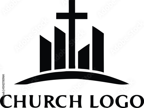 Church Logo template, Christian symbols. The Cross of Jesus, vector