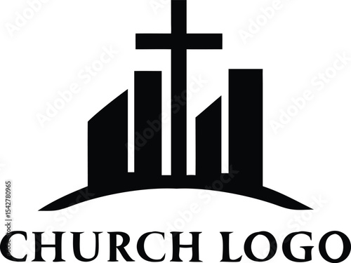 Church Logo template, Christian symbols. The Cross of Jesus, vector