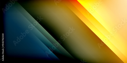 Abstract gradients dominate image. Diagonal lines create dynamic visual flow. Colors transition from blue to yellow, over black background.