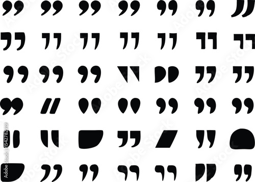quote mark collection. black quotes icon set. Speech mark. inverted commas symbol. vector illustration