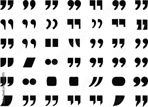 quote mark collection. black quotes icon set. Speech mark. inverted commas symbol. vector illustration