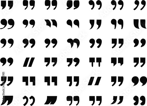 quote mark collection. black quotes icon set. Speech mark. inverted commas symbol. vector illustration