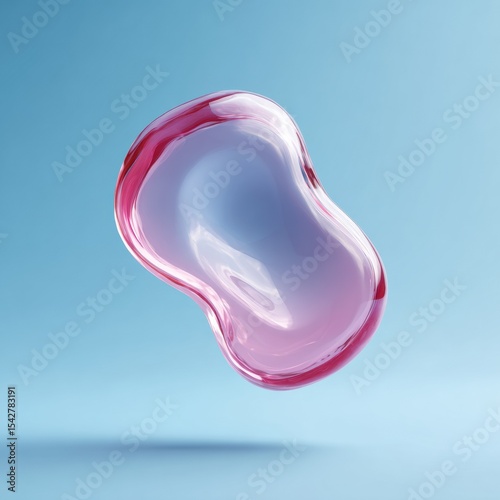 Modern Amoeba with Transparent Cytoplasm Floating on Blue Background for Educational and Scientific Marketing Content