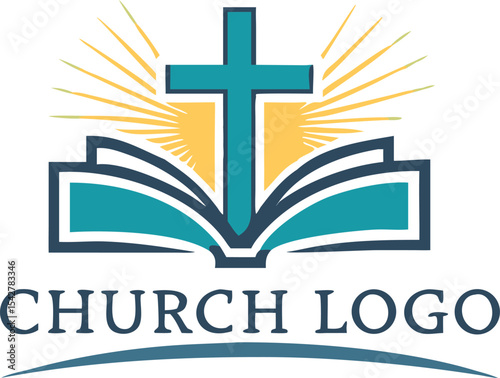 church christian logo vector icon design template. Christian symbols.