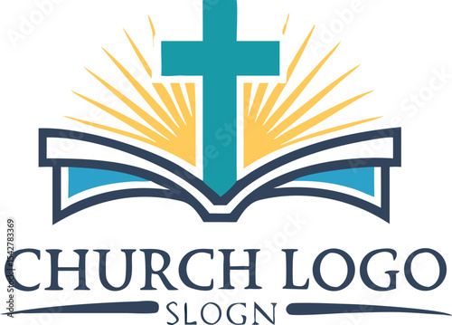 church christian logo vector icon design template. Christian symbols.