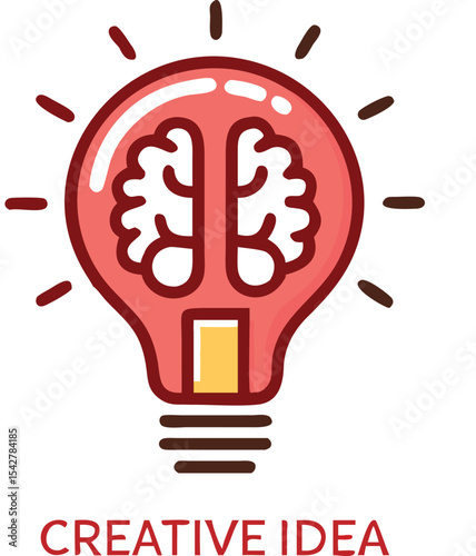 Creative idea in line icon, Creative brain light bulb logo vector illustration, Symbol of innovation, idea, mind, thinking, solution, education