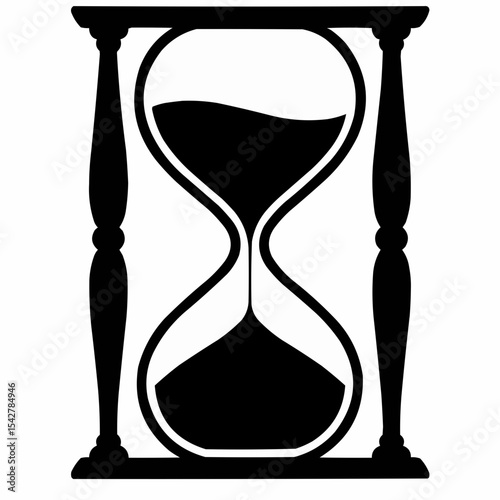 Hourglass silhouette symbol icon shape, black and white vector illustration of sandglass