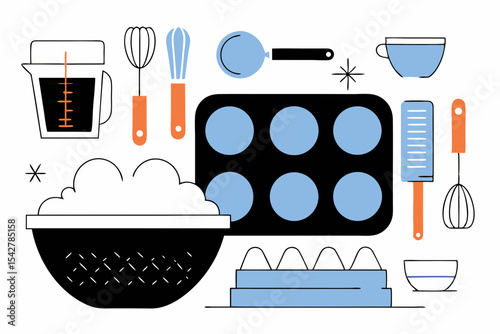 vector set of kitchen accessories