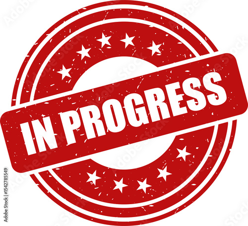 In progress red stamp, Stamp round style
