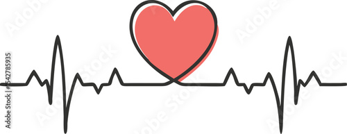 Heart pulse. Red and white colors. Heart beat monitor, cardiogram. medical background vector icon illustration