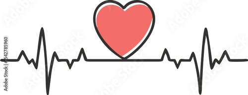 Heart pulse. Red and white colors. Heart beat monitor, cardiogram. medical background vector icon illustration