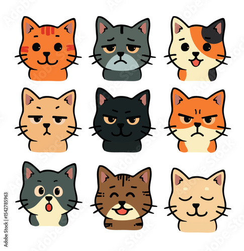 set of funny cats vector illustration
