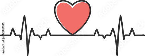 Heart pulse. Red and white colors. Heart beat monitor, cardiogram. medical background vector icon illustration