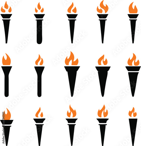 Torch vector icon set illustration design template