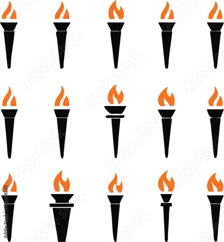 Torch vector icon set illustration design template