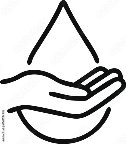 Dermatology tested vector icon in line style with water drop, hand with water logo. Dermatology test and dermatologist clinic icon, business concept allergy free and healthy
