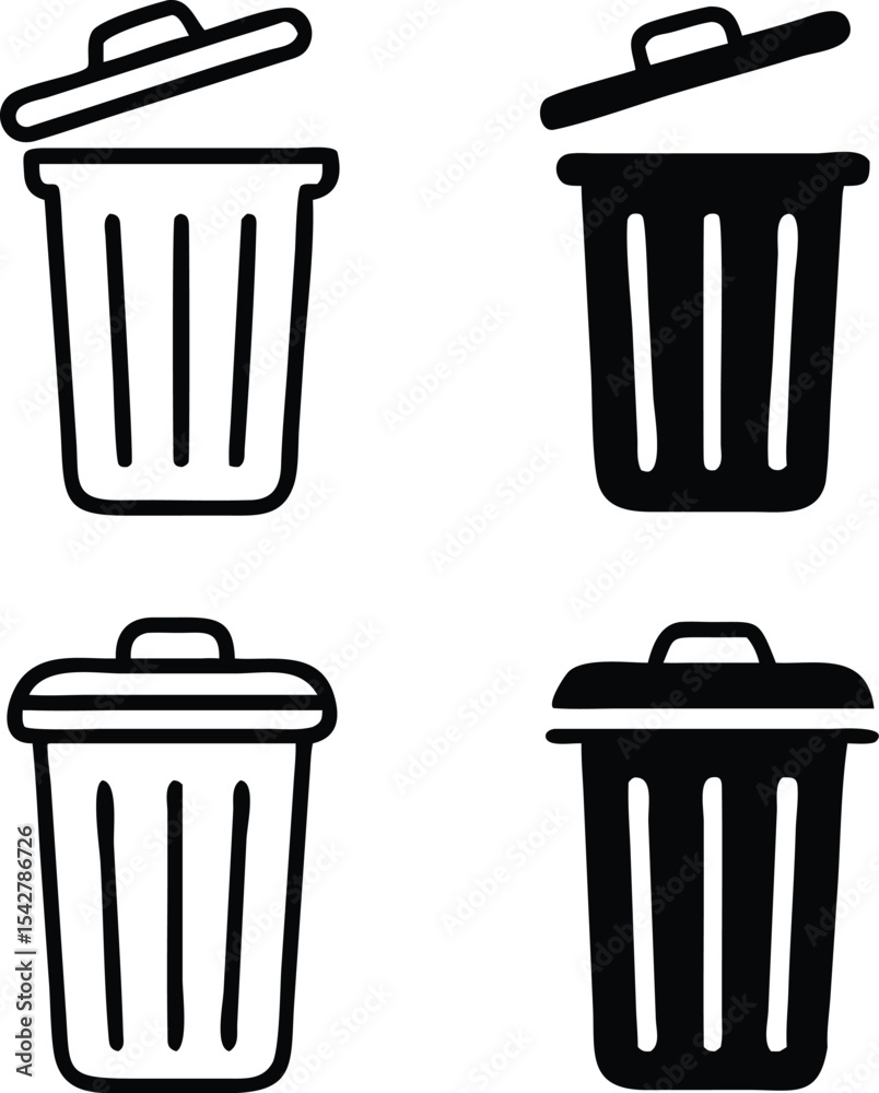 Trash bin icon. trash can open icon, Vector illustration Trash bin icon. trash can open icon, Vector illustration