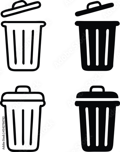 Trash bin icon. trash can open icon, Vector illustration