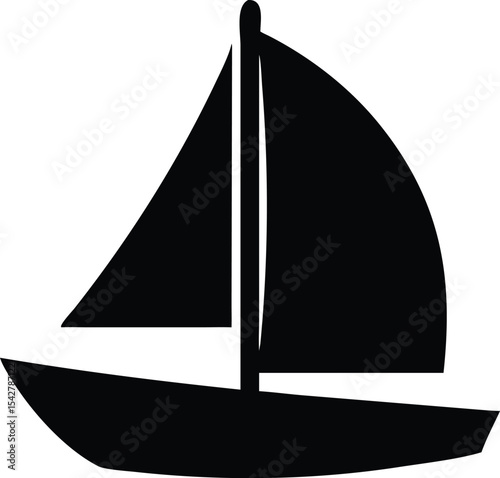 The sailboat icon. Sailing ship symbol. Logo for yacht club, for ship modeling sport. Vector illustration