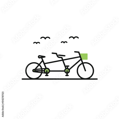 Tandem Bicycle Icon in green & black.