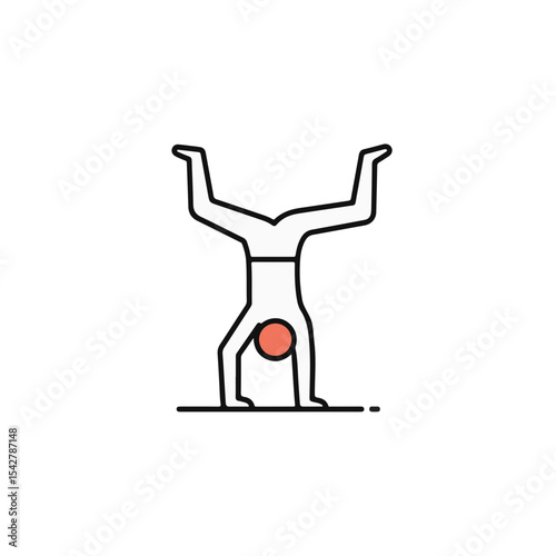 A minimalist line art depiction of a person performing a handstand.