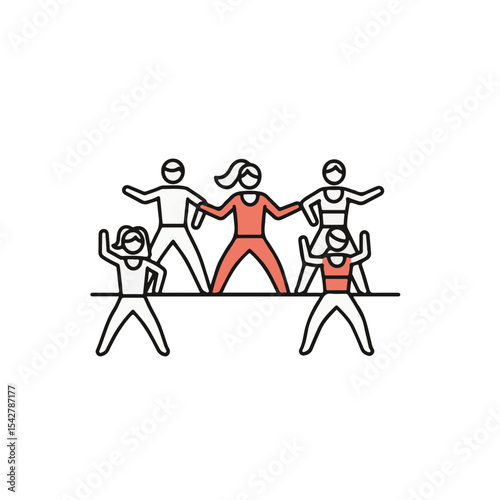 Group of people participating in a fitness activity, exercising together for health and well-being.