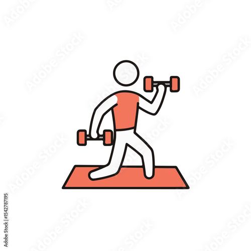 Fitness illustration with a person lifting dumbbells.