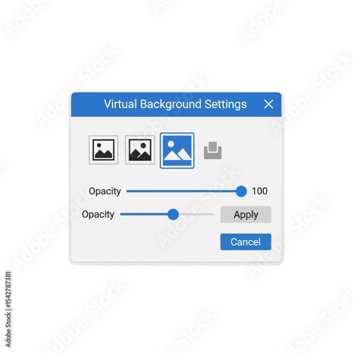 User Interface Displaying Virtual Background Settings with Opacity Controls.