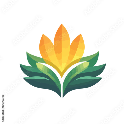 Balancing vector logo design for a carbon offsetting service showcasing sustainability through natural elements and renewable energy sources, vector style simple color