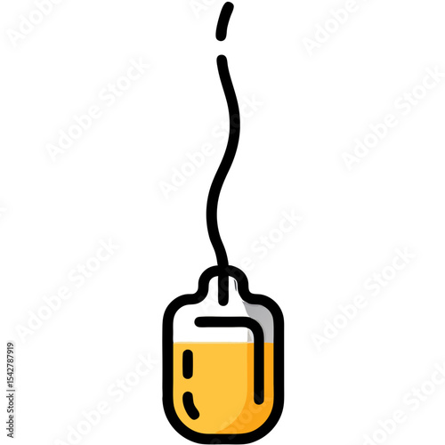 Intravenous Fluid Bag with Wavy Tubing Illustration.