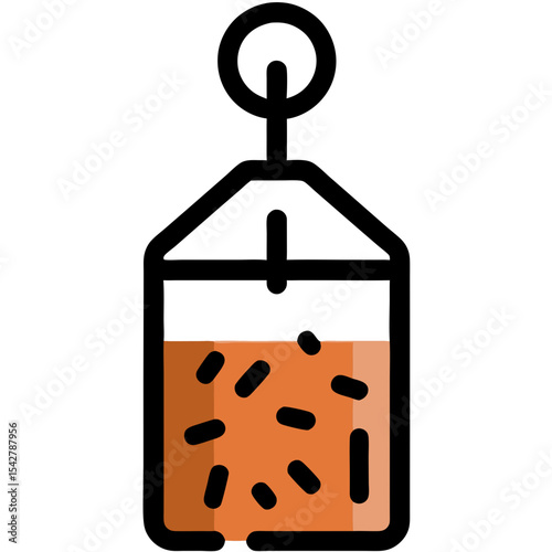 Simple Tea Bag Icon with String and Orange Infusion Ready to Steep.