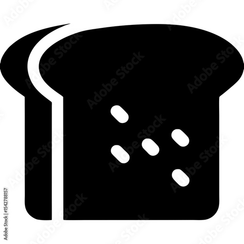 Two Slices of Simple Black Bread Icon.