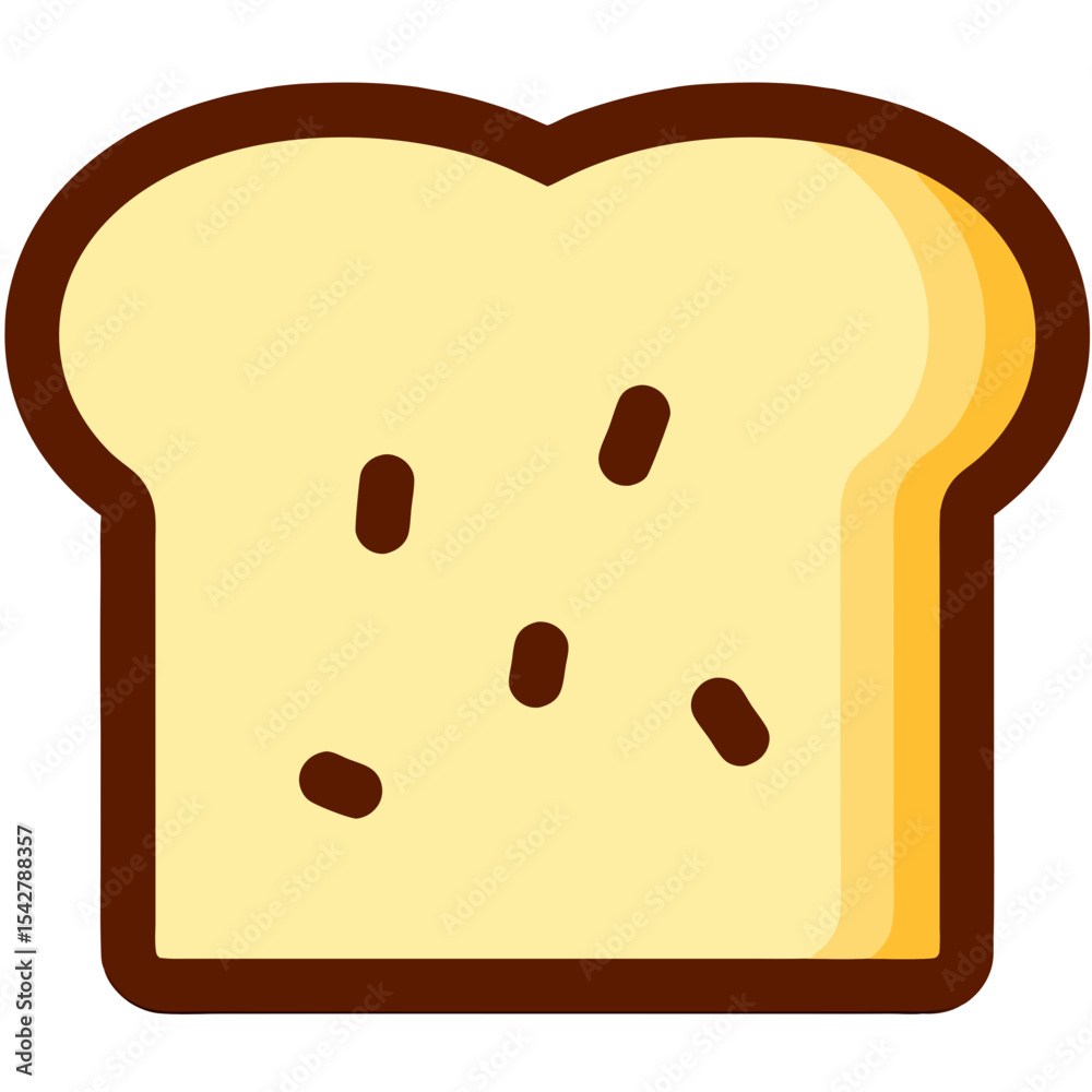 Cartoon Slice of Bread with Brown Outline and Seeds. Cartoon Slice of Bread with Brown Outline and Seeds.