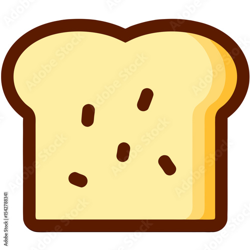 Cartoon Slice of Bread with Dark Brown Crust and Seed-like Spots.