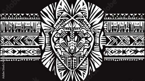 Polynesian tribal tattoo design with intricate black patterns