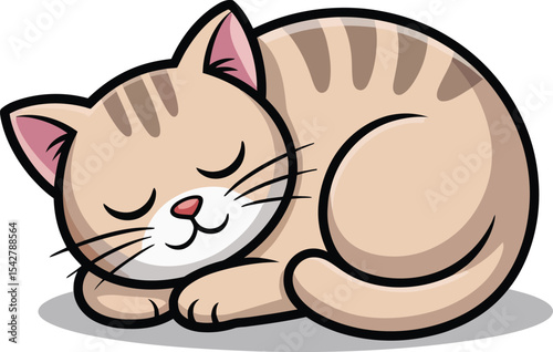 Adorable cartoon cat sleeping peacefully